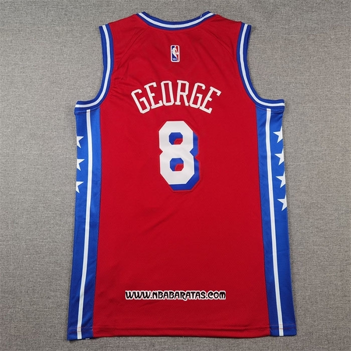 Camiseta Philadelphia 76ers Paul George #8 Statement 2024-25 Rojo